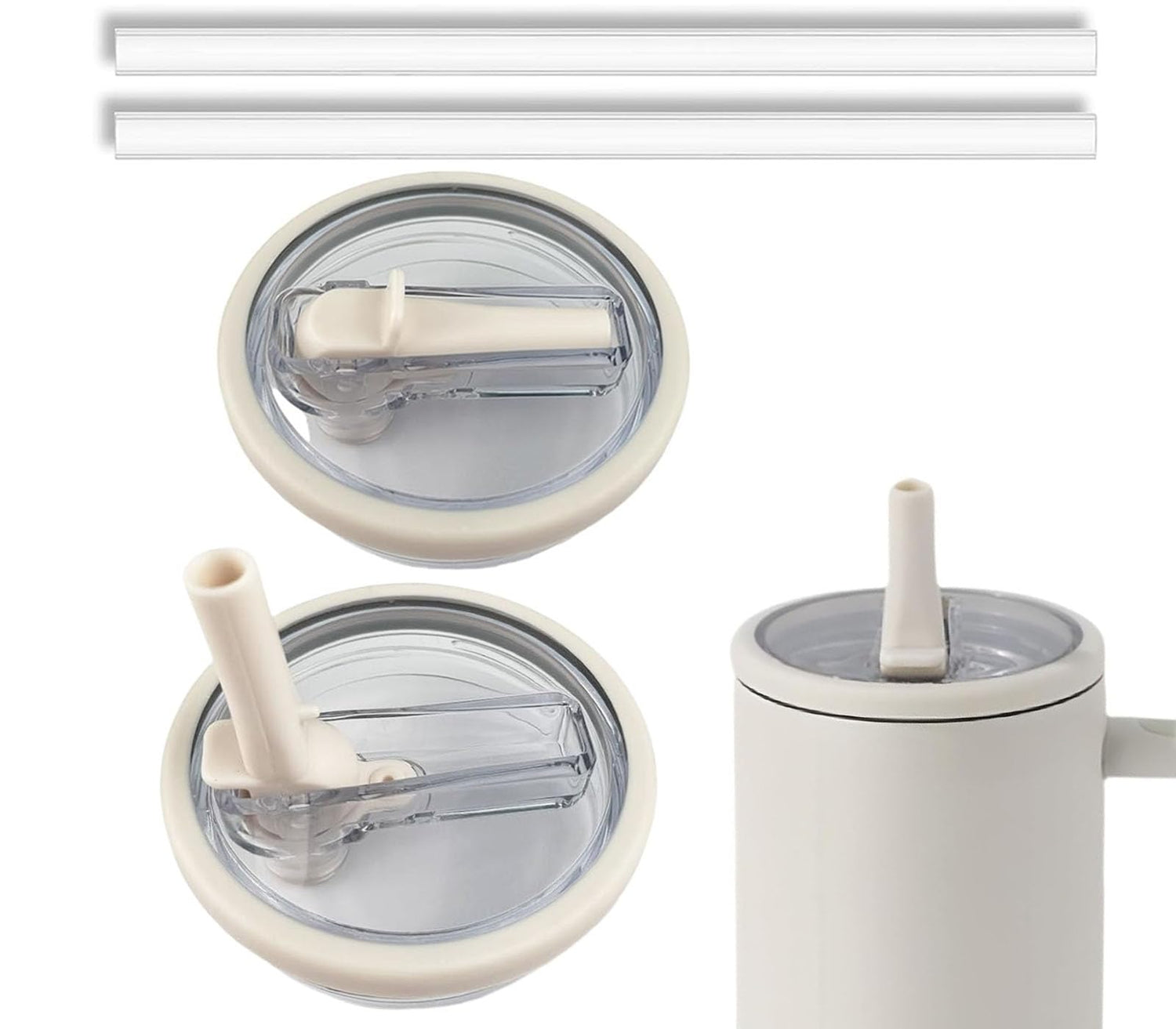 2 Pack - 40 oz Tumbler Lid  Replacement Compatible for Stanley - (Creamy White)