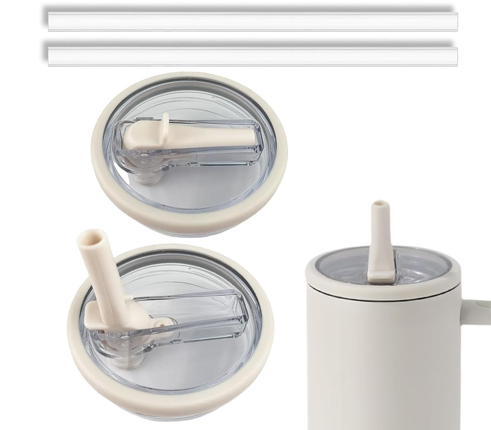 2 Pack - 40 oz Tumbler Lid  Replacement Compatible for Stanley - (Creamy White)