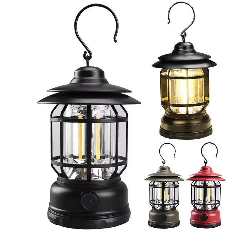 Retro Portable LED Camping Light with Dimming Capability