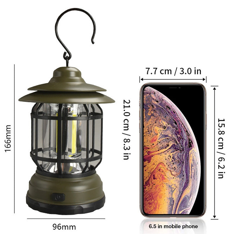 Retro Portable LED Camping Light with Dimming Capability