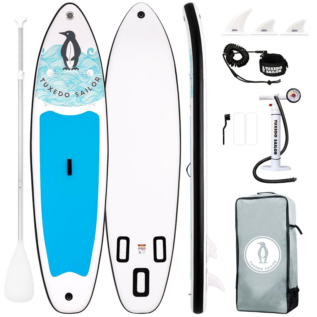 Inflatable Stand Up Paddle Board - Bag, Board, Floating Paddle, Pump and Leash and Fins Included