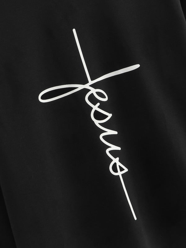Jesus Letter Graphic - Pullover Hoodie