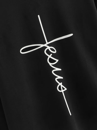 Jesus Letter Graphic - Pullover Hoodie