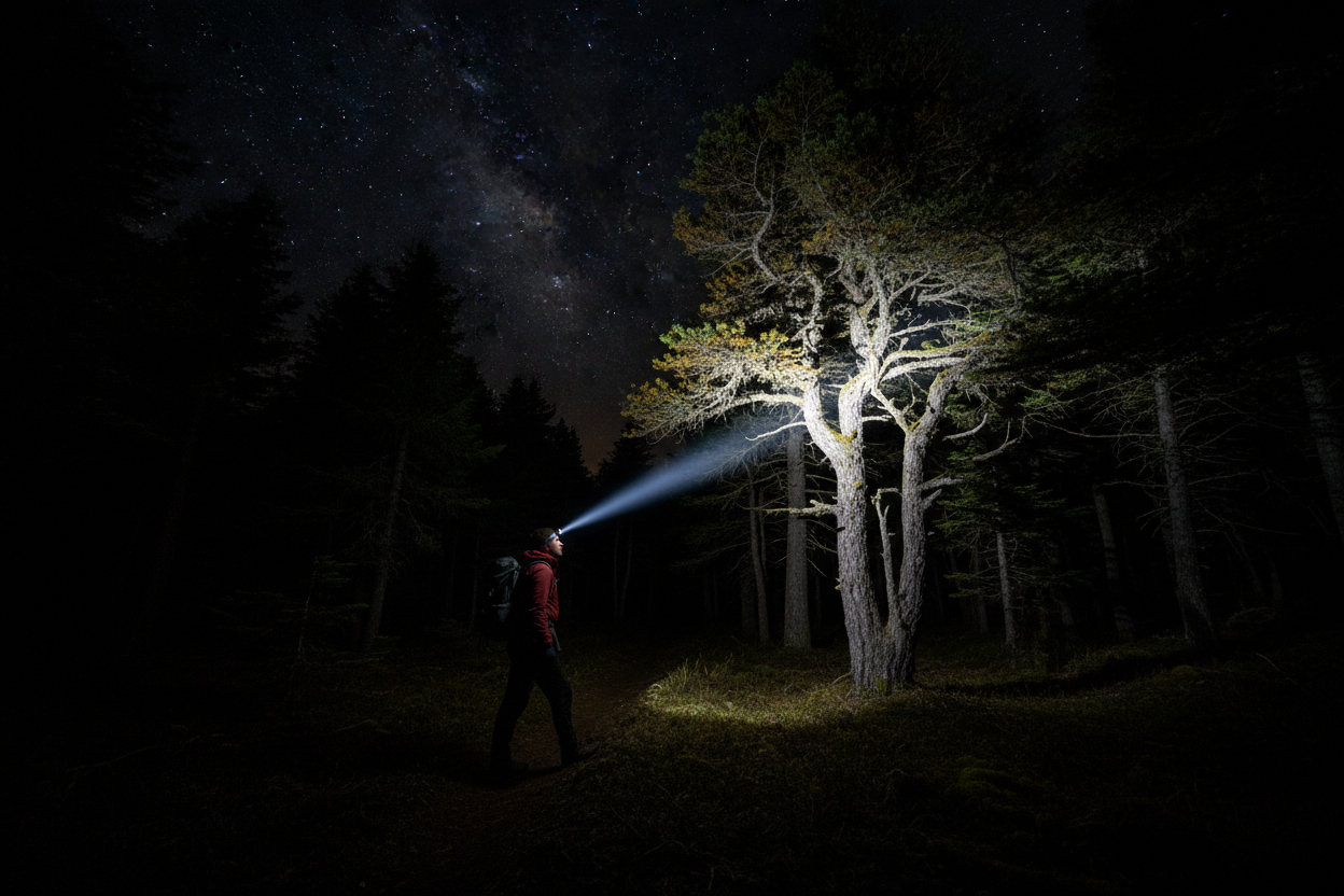 Hiker Side View - Beam on Trees