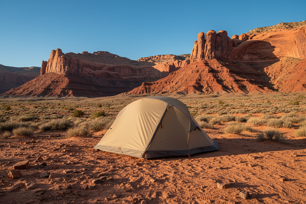 Single Person Tent in Red Rock Desert